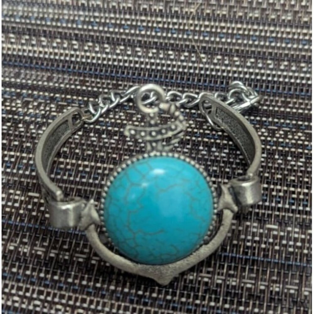 Turquoise Gemstone Vibrant Watch Bracelet & Necklace 3PC Set - Picture 4 of 5